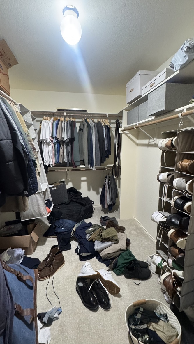 Men's closet before